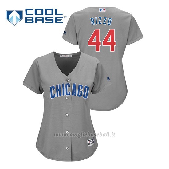 Maglia Baseball Donna Chicago Cubs 44 Anthony Rizzo Cool Base Replica Grigio